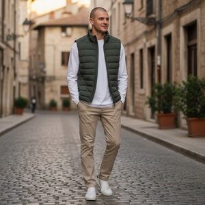 Men's Green Puffer Vest